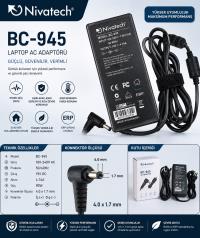 NIVATECH BC945 19V 4.74A 90W (4.0*1.7) HP CASPER UYUMLU ŞARJ ADAPTÖRÜ